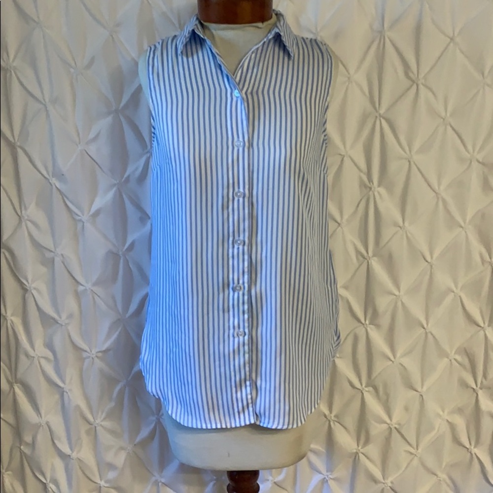 Blue and white stripped summer top